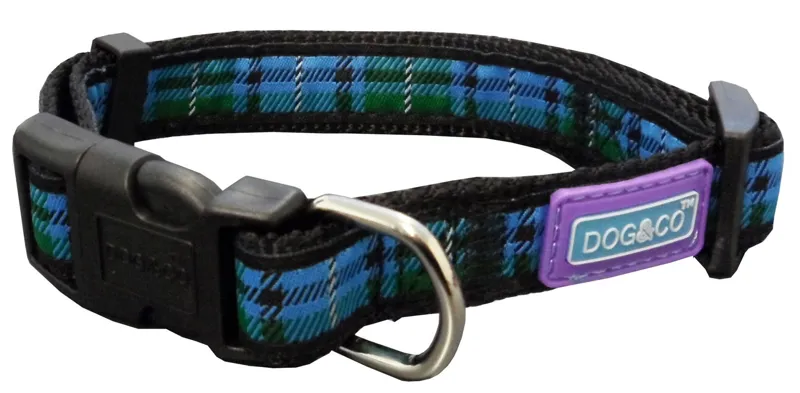 Hemmo and Co Blue Tartan Collar Small