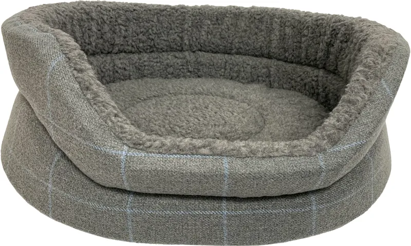 Hem and Boo Grey Checked Bed Large