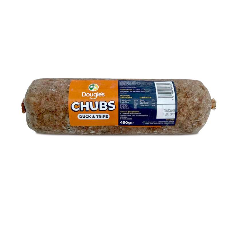 Dougies Duck and Tripe Chubs 450g